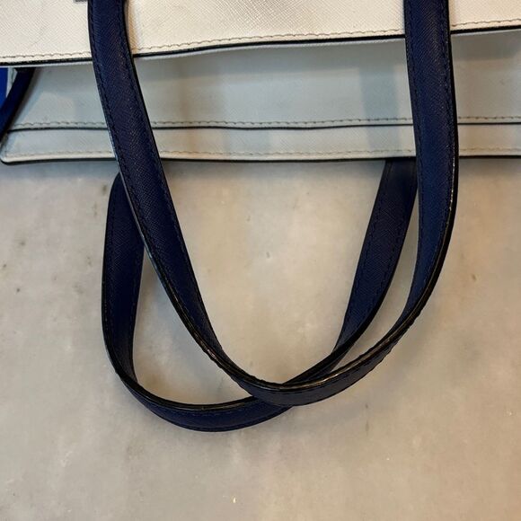 Kate Spade Purse Handbag Leather Crossbody Color Block Blue Satchel Tote Bag - Picture 12 of 16